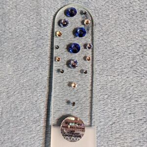 🆕7.5" Clear Czech Crystal Nail File W/BEAUTIFUL LIGHT & DARK BLUE SWAROV…